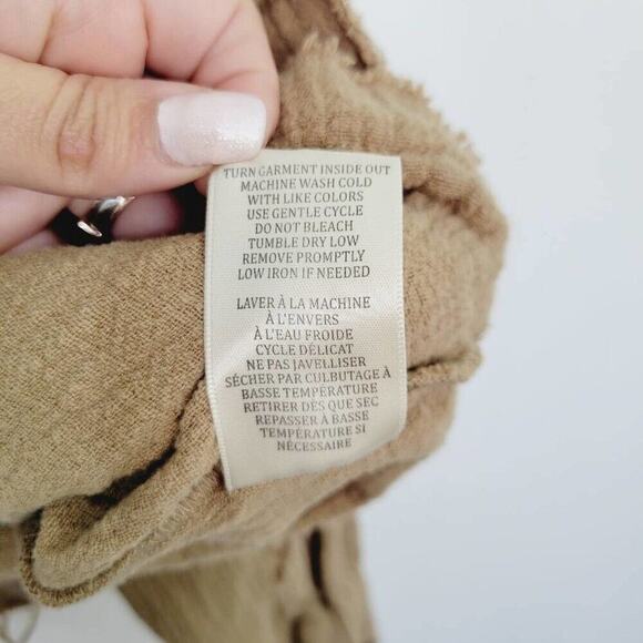 Blank NYC Womens Tan Distressed Lightweight Bomber Jacket Shacket With Pockets M - Picture 7 of 12